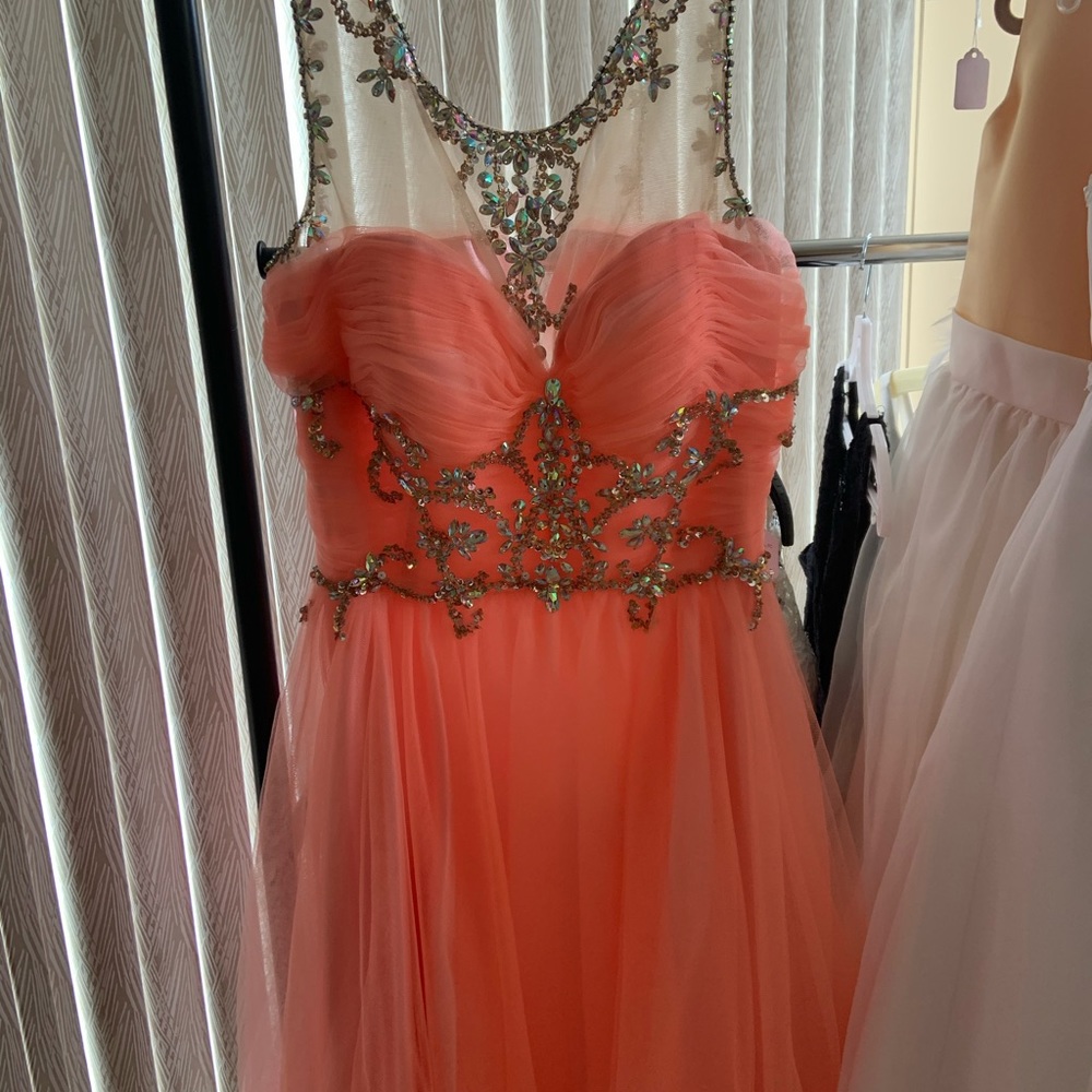 peach dress